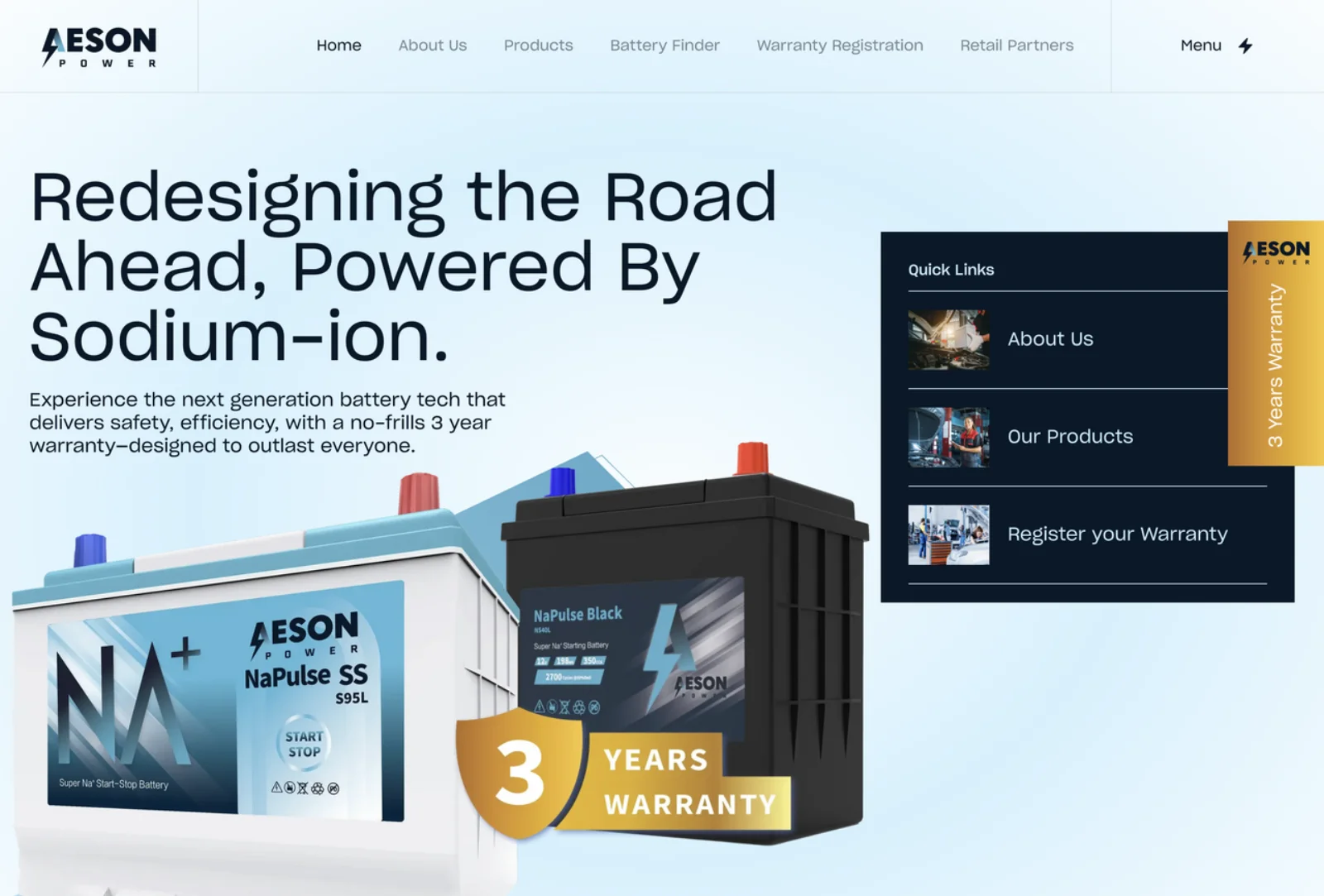 Aeson Power website homepage