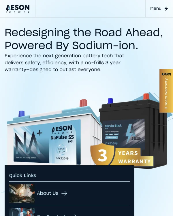 Aeson Power website homepage