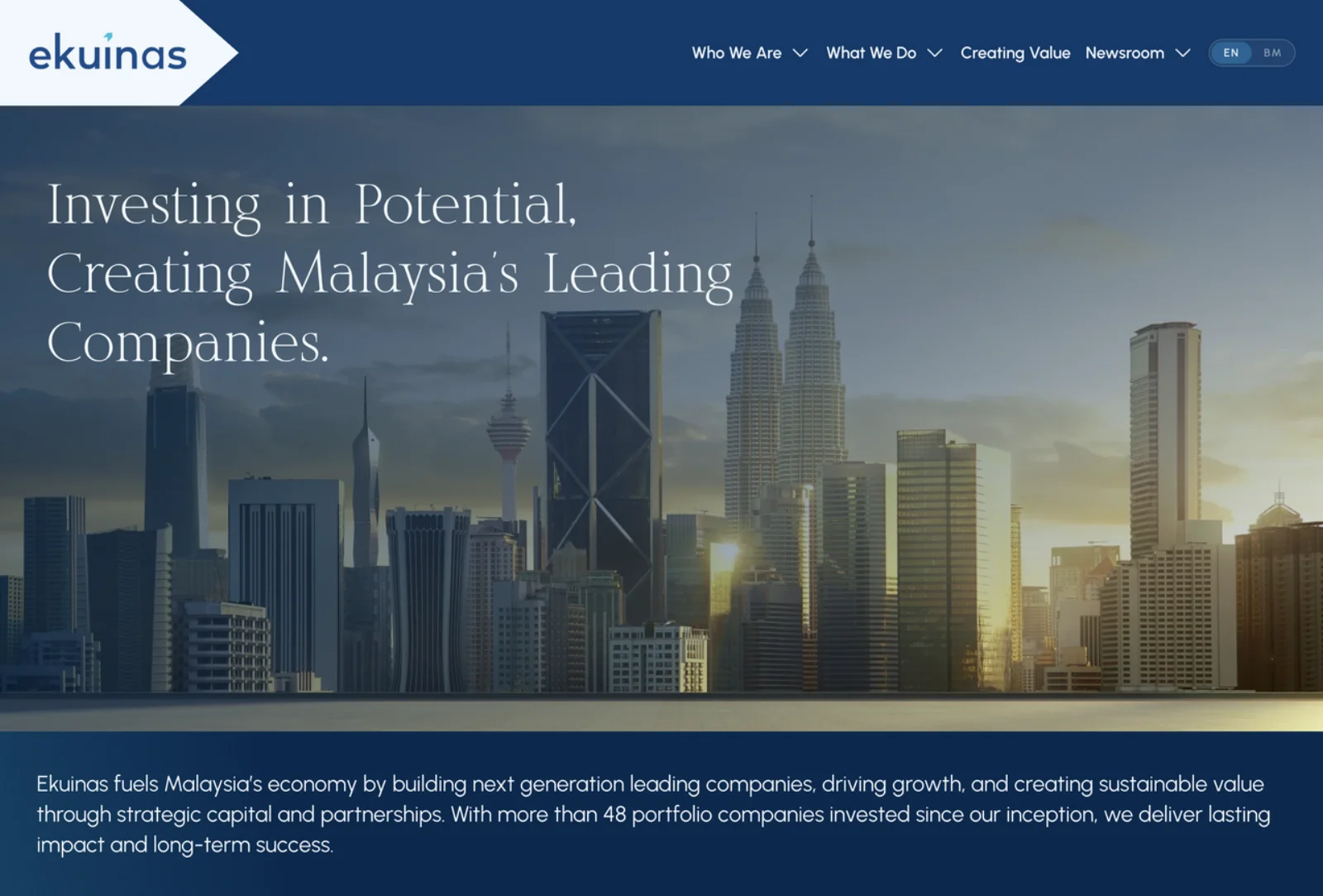 Ekuinas website homepage