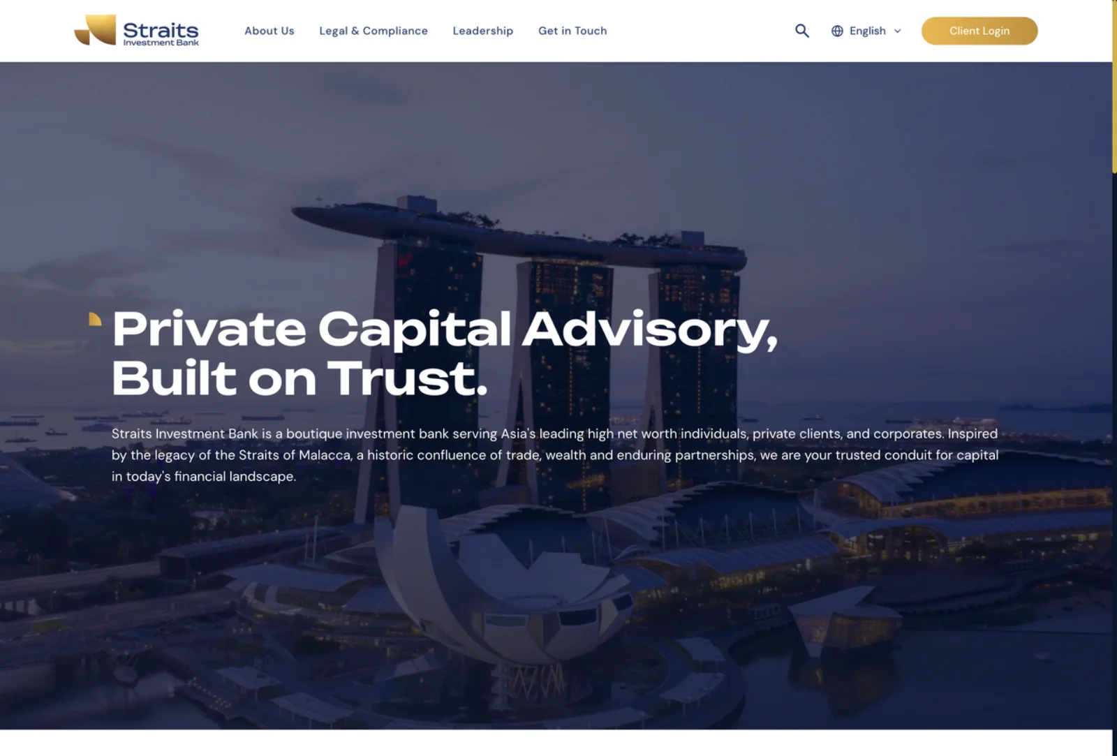Straits Investment Bank website homepage